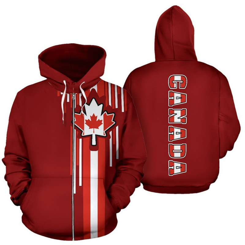 Canada Vlag 3d Gedrukt Zip Up  - Street Fashion Canada recensie en prijs