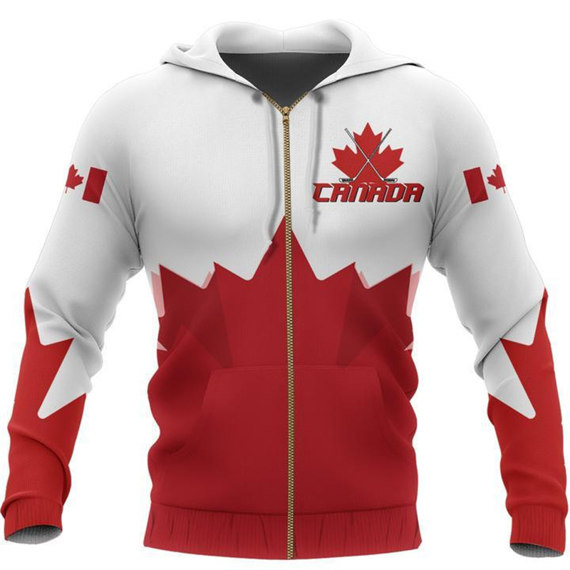 Canada Vlag 3d Gedrukt Zip Up  - Street Fashion Canada recensie en prijs
