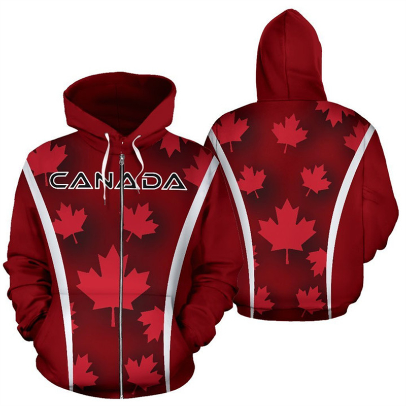 Canada Vlag 3d Gedrukt Zip Up  - Street Fashion Canada recensie en prijs
