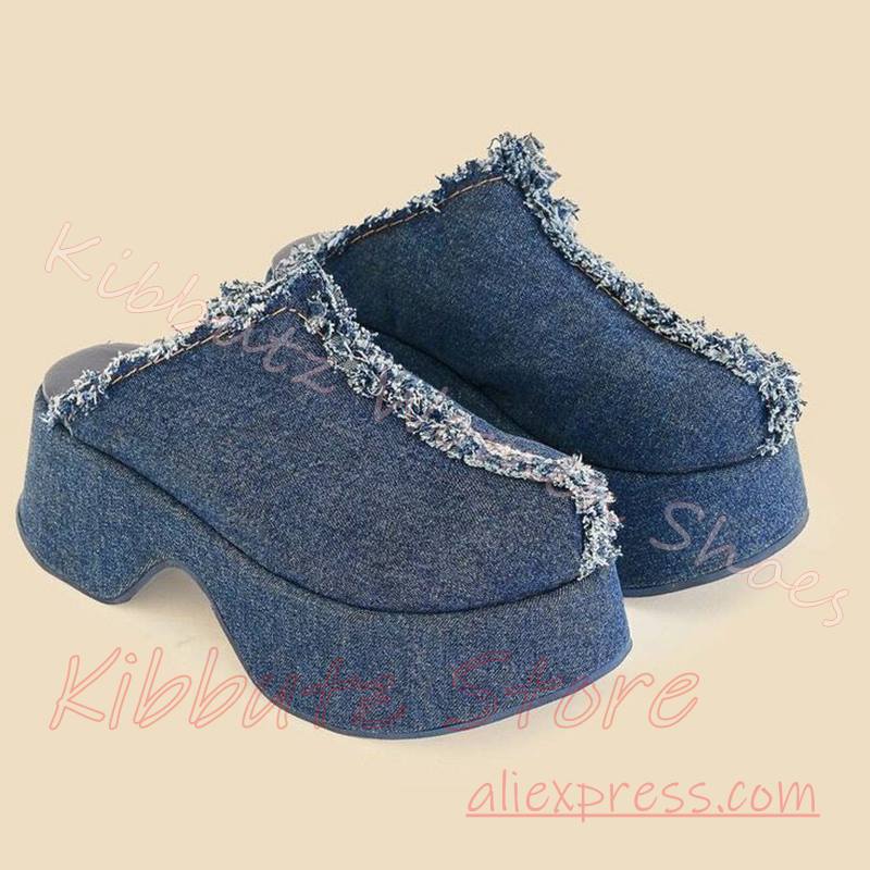 Denim Platform Mules Slipper D - Street Fashion Y2K recensie en prijs